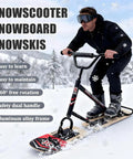 All Terrain Snow Scooter With 360-Degree Steering And 330 Lbs Load Capacity, adult using dual board on snowy hill