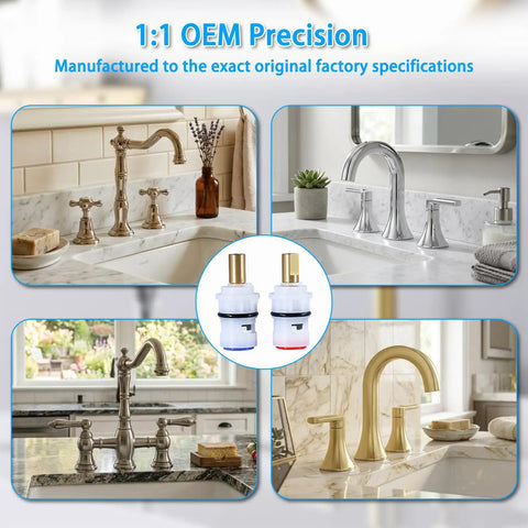 Dual Ceramic Stem Disc Faucet Cartridge Replacement Kit For Double Handle Bathroom Sink Taps Hot Cold Drip Proof Valve Repair showcased.