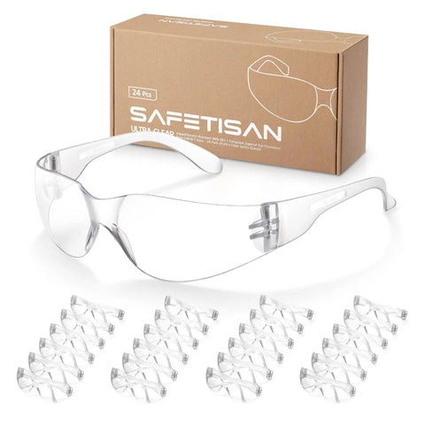 Clear Safety Glasses For Men Bulk 24 Pack Crystal Safety Goggles With Scratch Resistant Polycarbonate Lenses Meets ANSI Z87.1 Protective Eyewear