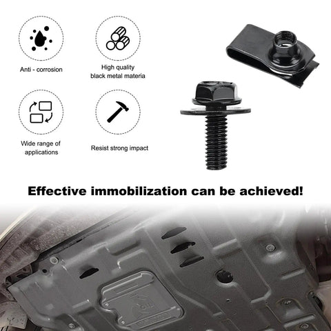 Car Body Bolt And U Nut Kit With Hex Screws And Clips For Fender Bumper Hood Shield Panel Radiator Universal Auto Fasteners