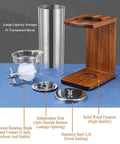 Triple Head Cereal And Grain Dispenser For Kitchen Counter Holds Four Liters Each Solid Wood Base With Steel Lid Heavy Duty Pc Buckets Keep Snacks Fresh Smooth Pouring Design with transparent barrel and silicon blade.