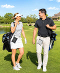 Golfers with Two Pack Golf Tee Pouches With Clip, Grab And Go Nylon Zipper Bag For Tees And Markers on golf bags.