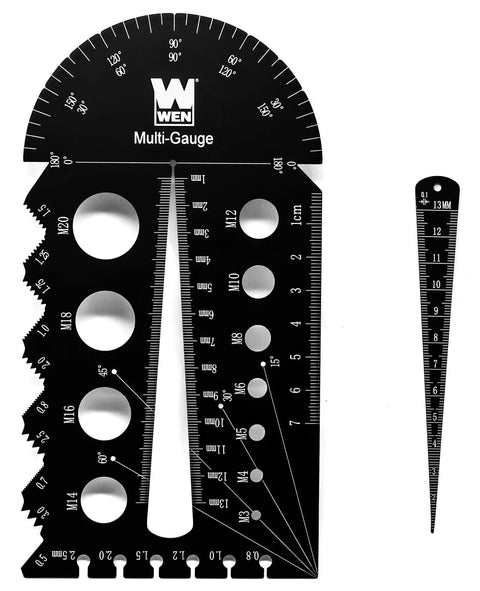 Wen ME210G metric and imperial metal thread-pitch multi-gauge with carrying case, two-pack, black