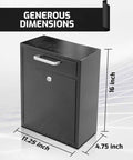 Locking Mailbox Wall Mount Outdoor Steel With Keys Large Weatherproof Drop Box For Home And Office