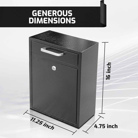 Locking Mailbox Wall Mount Outdoor Steel With Keys Large Weatherproof Drop Box For Home And Office