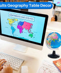 Six 3.4 Inch World Globes Set For Kids And Adults Educational Mini Desk Globes With White Stands Rotating World Map in classroom