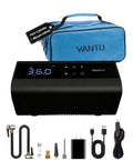 Cordless Tire Inflator With Dual Cylinders And An Eight Point Three Inch Screen Portable Air Compressor For Cars Trucks Bikes And Motorcycles 150 Psi 12V Rechargeable Auto Shut Off And Built In Tire Pressure Gauge with accessories and carrying bag