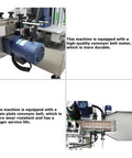 Heavy Duty Desktop Bottle Labeling Machine For Round Bottles With Lowkey Touch Screen Setup High Speed Sticker Wrapper smooth conveyor belt system.