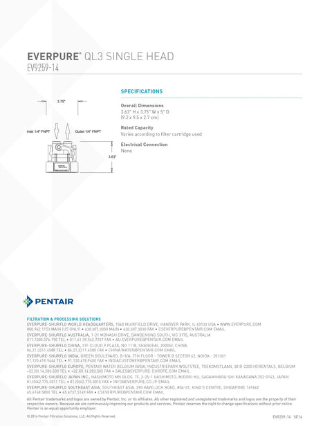 Single Filter Head With Bracket And Shut Off Valve For Three Eighths Inch NPT Threads Delivers Up To One GPM Flow No Gauge Included