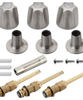 Three Piece Tub And Shower Handle Remodel Kit With Stem Set And Flange Includes 12H-2H 12H-2C 12H-18D Stems Brushed Nickel Knob Handle