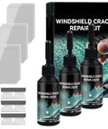 Windshield Crack Repair Kit 2025 Upgrade for Chips and Cracks Quick Fix Glass Fluid Set with liquid bottles, blades, and pads