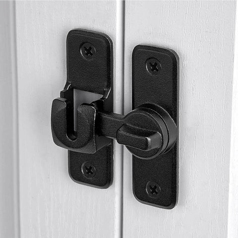 Matte Black 90 And 180 Degree Barn Door Latch Lock, Zinc Alloy Flip Latch For Cabinets, Bathrooms, Barns, Gardens, Windows And Small Pet Cages