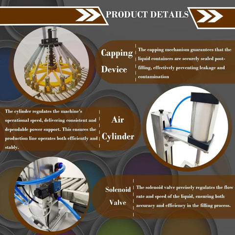 Heavy Duty Semi Automatic Paint Filler And Bucket Capper With Precision Digital Scale showing capping device and air cylinder.
