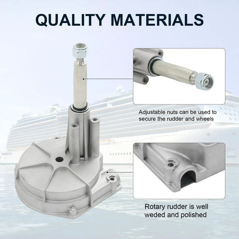Outboard Rotary Steering System Kit With Thirteen And A Half Inch Wheel Three Quarter Inch Tapered Shaft Ten Foot Marine Cable For Boat And Yacht Mechanical Steering Upgrade