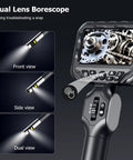 Dual Lens Articulating Borescope With Two Way Endoscope Camera and light display showing engine gears