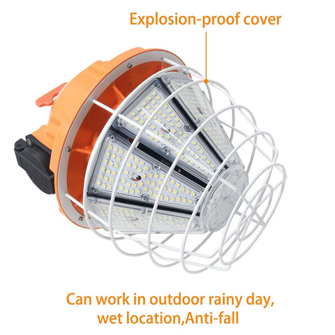 150W LED Temporary Work Light With 25500 Lumen Output, 5000K Daylight White, showcasing explosion-proof cover