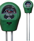 Three In One Soil Tester For Garden And Home With PH Meter Moisture Meter And Light Intensity Gauge No Battery Needed Indoor Outdoor Plant Test Kit For Home Gardens Lawn Houseplants And More Easy To Read Durable And Handy, showing close-up of the probe and dial.