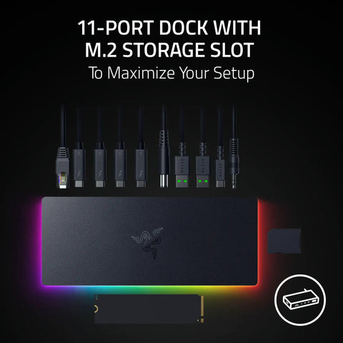 Flex Your Desk With This Thunderbolt Five Dock Offering Eleven Ports And An M2 Ssd Slot For Smooth Multi Monitors and Quick Laptop Power Ups.