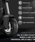 8.5 Inch By 2 Inch Scooter Tire And Inner Tube Set 50/75-6.1 installed on scooter, showing compatibility features
