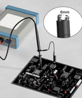 High Voltage Oscilloscope Probe P4100 Pro Grade Kit with probe attached to electronic circuit board for testing
