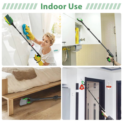 VerdiNex 52-inch foldable reacher grabber with green anti-slip jaw for indoor use (front view)
VerdiNex 52-inch foldable reacher grabber with magnetic tip and rotating jaw for cabinet access (side view)
VerdiNex 52-inch reacher grabber under-bed pickup tool with green jaw (under-furniture view)
VerdiNex 52-inch reacher grabber extended to door handle in hallway (installed view)
