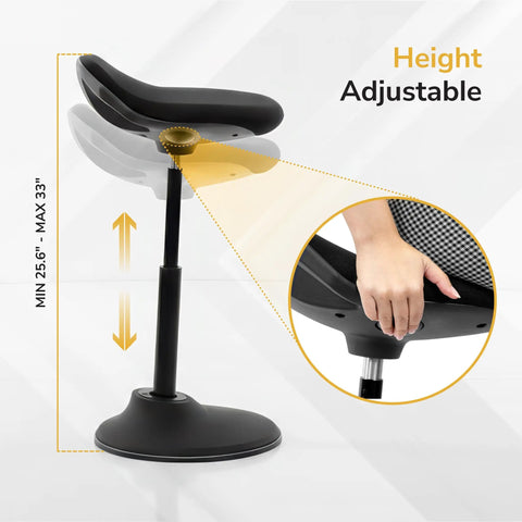 Comfy Ergonomic Sit Stand Stool For Standing Desk With Height Adjustment And 360 Degree Tilt Active Sitting Leaning Chair side view