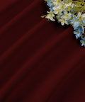 Close-up of Burgundy Red Blackout Curtains 96 Inch Long 2 Panels Rod Pocket Window Drapes with flowers for Bedroom and Living Room W52 X L96