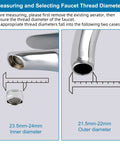 Sink Faucet To Garden Hose Adapter With 360 Degree Swivel Chrome Finish, 55 64 Inch Female Thread To Three Quarter Inch Male Hose Thread, faucet aerator attachment measuring 23.5-24mm inner and 21.5-22mm outer diameter