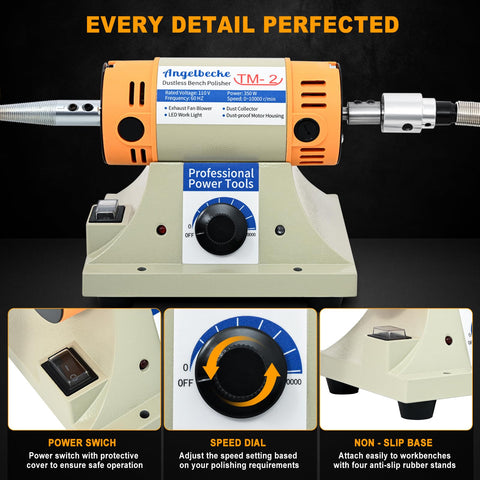 All In One Adjustable Speed Jewelry Polisher With 350W Motor Pro Grade Multi Function Bench Lathe Polisher for Jewelry Metal