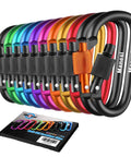 10 Pack Aluminum D Ring Key Rings Clips Locking Carabiners For Camping Fishing And Outdoor Use With Screw Gate Multicolored Finish