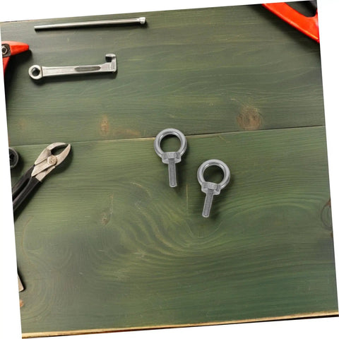 Heavy Duty M6x20 Stainless Steel Threaded Eyebolts With Nut And Washer Rock Solid Hook Bolts For Lifting And Hoisting Includes Nylon Nut And Flat And Spring Washers For Anti Loosening Protection Durable Industrial Grade Fasteners on green board