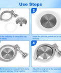 Tri-clamp end cap kit, 5 pcs, stainless steel 304 with silicone gasket, 2" dia (51 mm) OD, instruction diagram