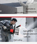 Heavy Duty 220V Electric Concrete Circular Saw With Integrated Water Pump 8900W High Precision Ring Cutter At 3000 Rpm cutting stone and wall.