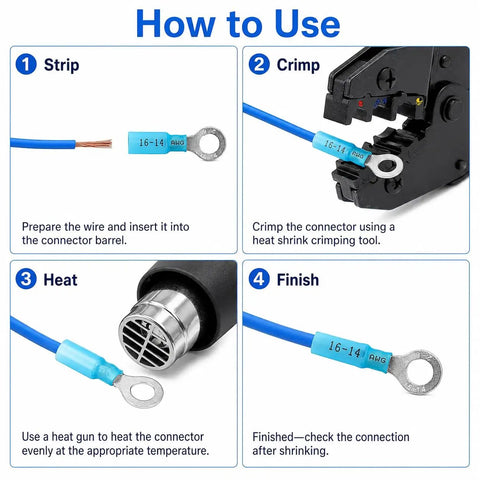 How to use Hella Durable Heat Shrink Wire Connectors Kit 480 Piece for auto and marine electrical fixes, step-by-step guide.