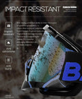 Badass Slick Dirt Bike Goggles For Motocross And Atv Riding With Anti Slip Silicone Strap Impact Resistant PC Lens Tough TPU Frame Wind Dust Sun Protection Adult Gear close-up view highlighting impact resistance features.