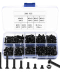 390 Pcs M3 Flat Head Countersunk Cross Machine Screws And Nuts Set In Black Steel For Electronics, DIY Projects, Robotics And Hobby Builds With Hex Nuts Kit For Strong Easy Mounting. Assorted screws in organizer case