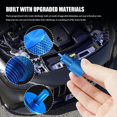 Drum And Disc Brake Proportioning Valve Bleeder Tool Set For PV2 PV4 with upgraded aluminum construction shown in hand.