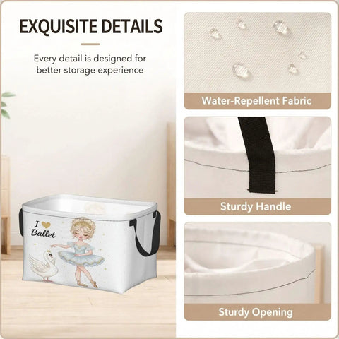 Rectangular Waterproof Fabric Storage Basket Featuring A Snazzy Printed Design To Help You Ditch Daily Clutter While Keeping Bedrooms And Living Areas Tidy And Organized For Toys Clothes And Pet Gear with water-repellent fabric and sturdy handles.
