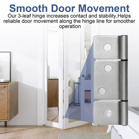 Built Tough Three Leaf Hinges Satin Nickel With Flush Screws For RV Mobile Home Bifold Closet Doors showcases smooth movement.