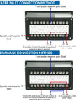 Diagram of water inlet and drainage connection methods for Submersible Water Level Sensor With 4 To 20mA Output DC24V 316L Stainless Steel Level Transmitter with IP68 Water Resistant and 5m Cable Accurate 0 To 3m Measuring Range Top Notch Liquid Level Detector