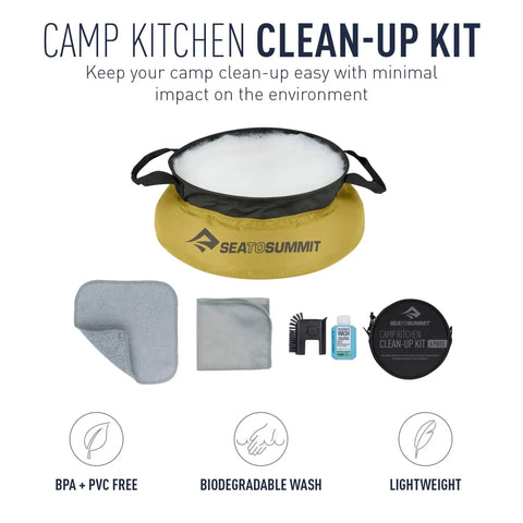 You Gotta Have Camp Kitchen Cleanup Kit 6 Piece Set With Collapsible 10 Liter Sink, Pot Scrubber, Soap, Towels, Nylon Pouch
