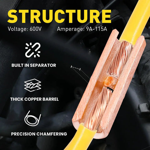 Uninsulated Butt Connectors Kit With 24 Bare Copper Splice Terminals AWG 8-4 And 24 Pcs 3 To 1 Heat Shrink Tubing