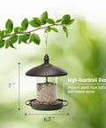 Metal Roof Bird Feeder With Chew Proof Build For Outdoor Hanging Use, Squirrel Resistant Built Tough And Durable Bronze Finish