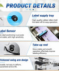 Product details of No Fuss Semi Automatic Round Bottle Labeler With Ergonomic Push Lever showcasing label supply tray and sensor.