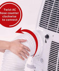 Installing Anti Clockwise Thread Portable AC Exhaust Hose With 5.9 Inch Outer Diameter onto portable air conditioner unit.
