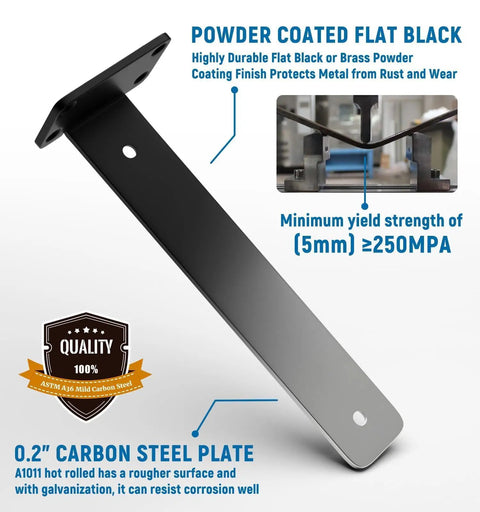 Heavy Duty 6 Inch Floating Shelf Brackets Six Pack Rustic Industrial T Type Hidden Metal Brackets 1/5 Inch Thick Ultra Slim Invisible Mounting For Wall Shelves Strong Support With Modern Versatile Design powder coated flat black carbon steel bracket with quality certification