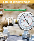 Lead Free Water Pressure Gauge 60 Psi 2 Inch Dial Stainless Steel Case Lower Mount 1/4 Inch NPT used in plumbing