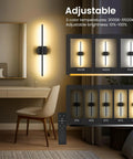 Rock Solid Rechargeable Wall Lights With 10000 Mah Battery Running Thirty To Fifty Hours On Single Charge Twenty Nine Inch Black Frame showing 3 color temperatures.