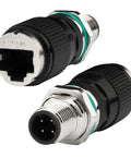 M12 To RJ45 10Gbps Ethernet Adapter For Industrial Automation And Outdoor Sensor Networks Rugged Shielded Cat6a IP68