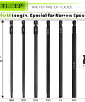 Heavy Duty Long Hex Shank Allen Wrench Drill Bit Set With Magnetic Tips, SAE 9/64 5/32 3/16 7/32 1/4 5/16, 6 Inch Length